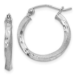 2.5mm, Sterling Silver, Twisted Round Hoop Earrings, 20mm (3/4 In)